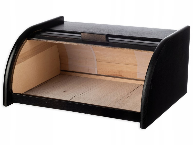 Big black bread box bread bin made from real beech wood Etsy