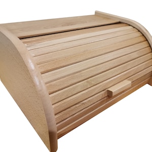 Wooden bread box, raw bread box made from real wood, unpainted bread bin, unfinished box ready to be painted, varnished or decorated