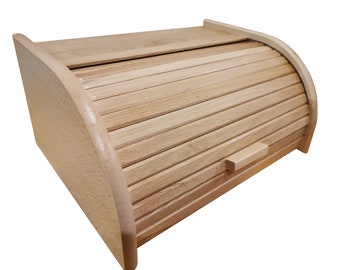 Wooden bread box, raw bread box made from real wood, unpainted bread bin, unfinished box ready to be painted, varnished or decorated