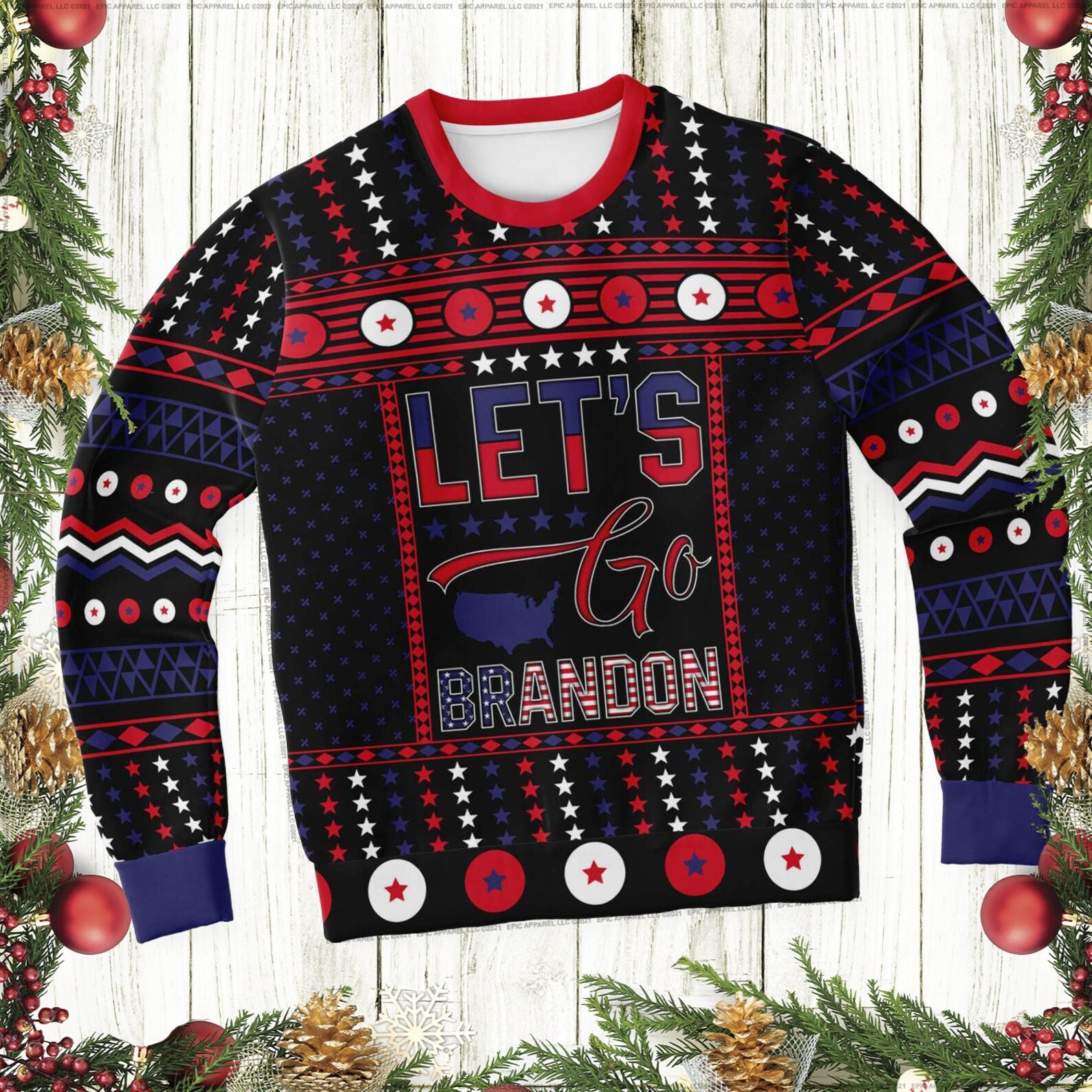 Lets Go Brandon Ugly Christmas Sweater Ugly Xmas Etsy