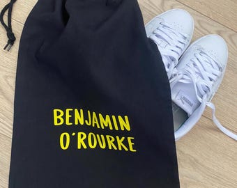 Sac à cordon en coton pour l'école/chaussures/escarpins/baskets (personnalisé)
