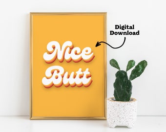 Leuke retro typografie print: jaren 70 badkamerinrichting (digitale download)