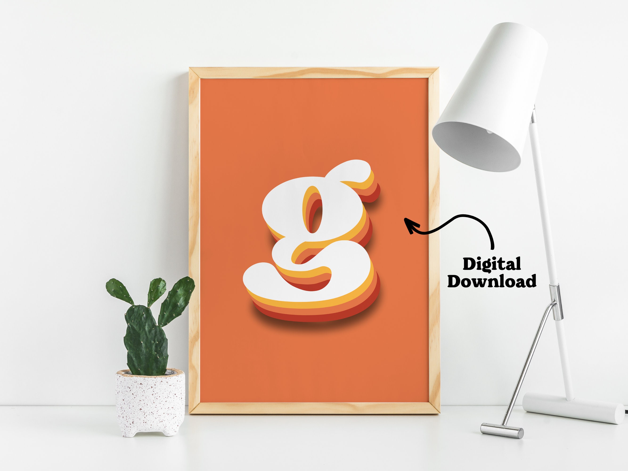 Letter G Wall Decor, Retro Alphabet Poster, Boy Room Printable, Kids ...