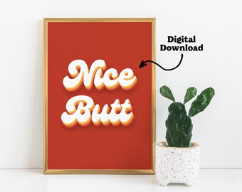 Leuke retro typografie print: jaren 70 badkamerinrichting (digitale download)