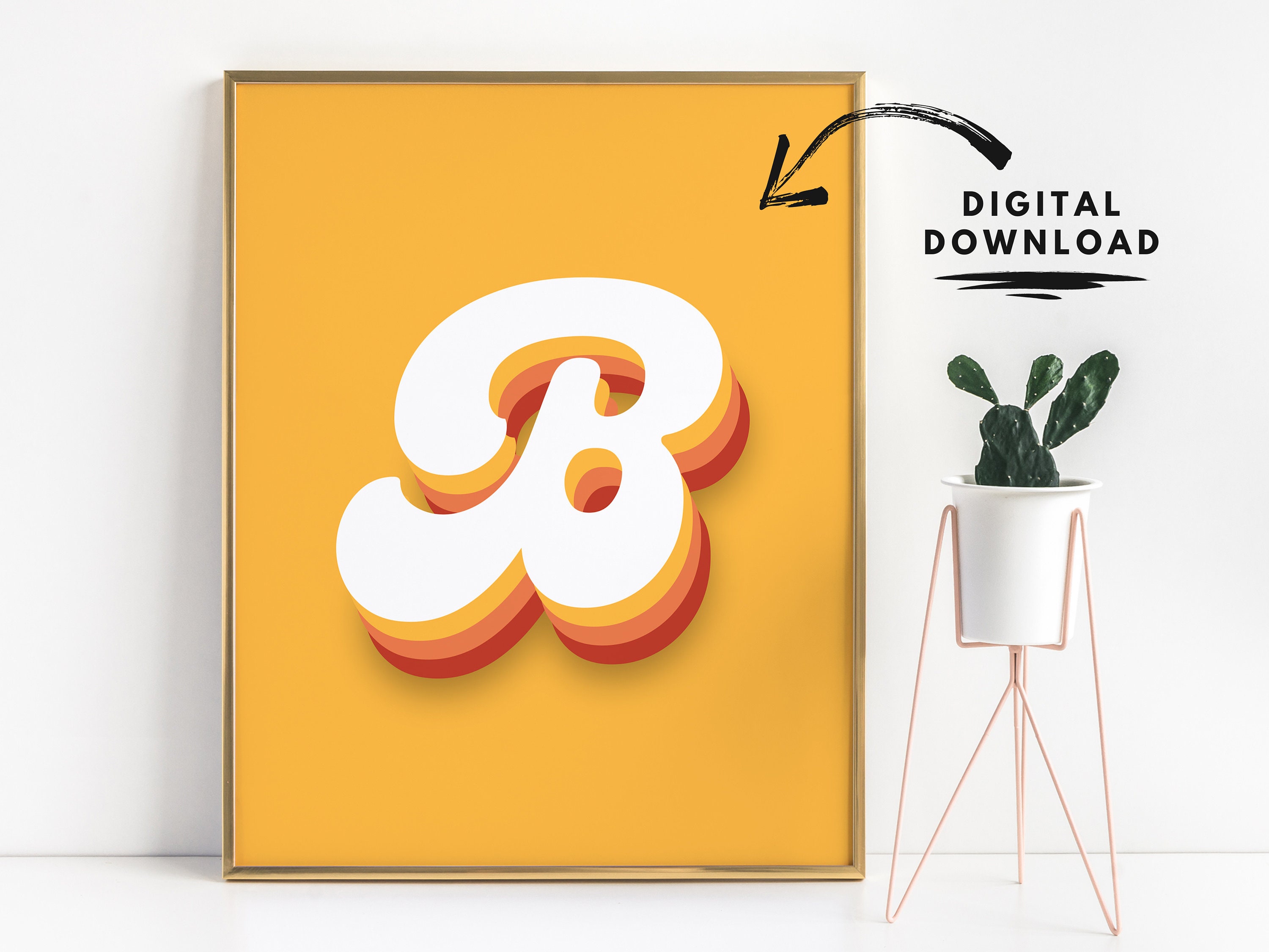 Retro Letter B Print: Kids Nursery Initial Sign (digital Download) - Etsy