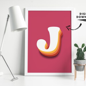 Letter J Wall Art Printable, Kids Room Letters, Initial Signs for ...