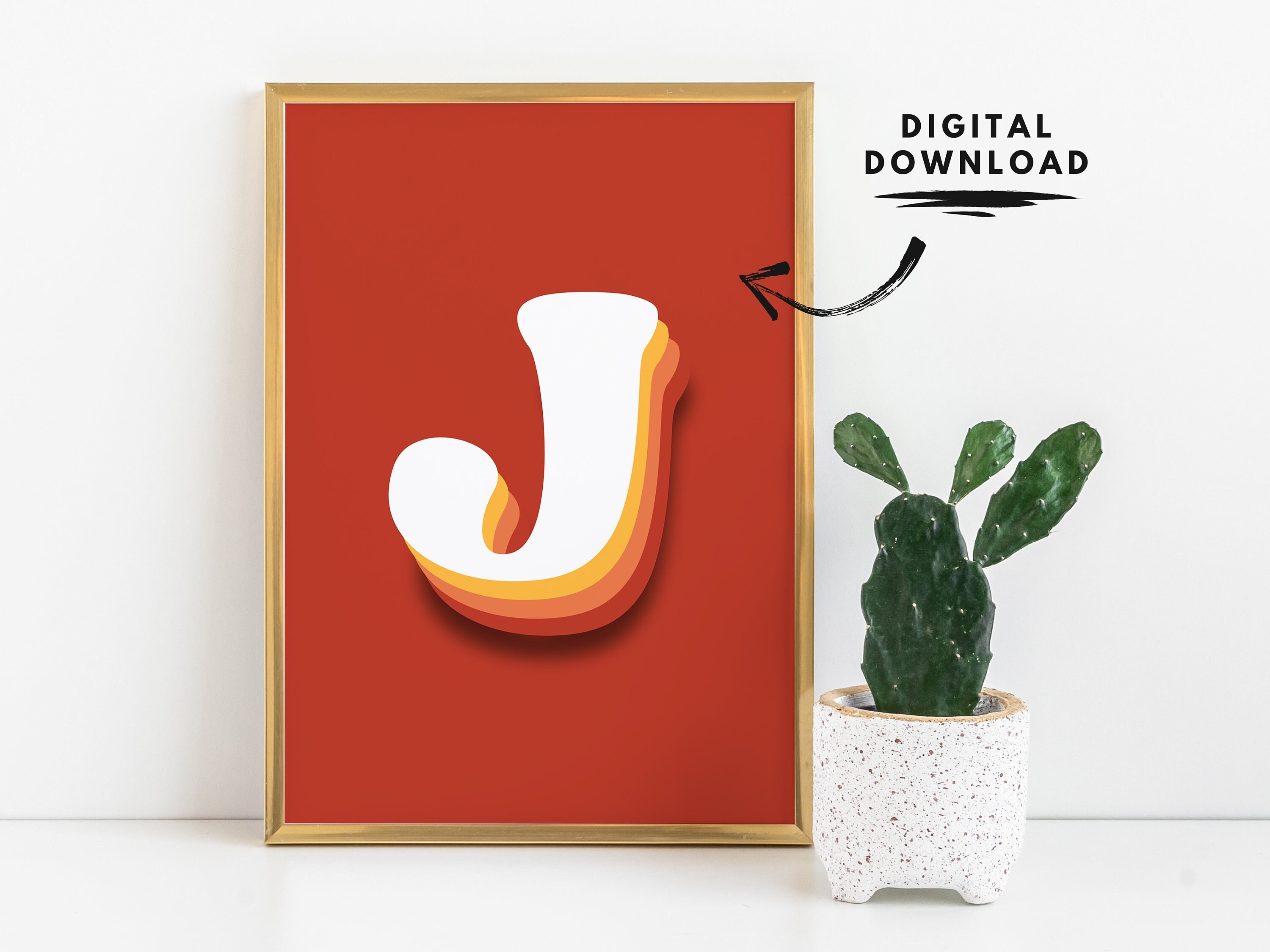 Letter J Wall Art Boys Room Printable Kids Room Letters Etsy
