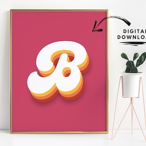 Letter B Wall Art Printable, Kids Room Letters, Initial Signs for ...