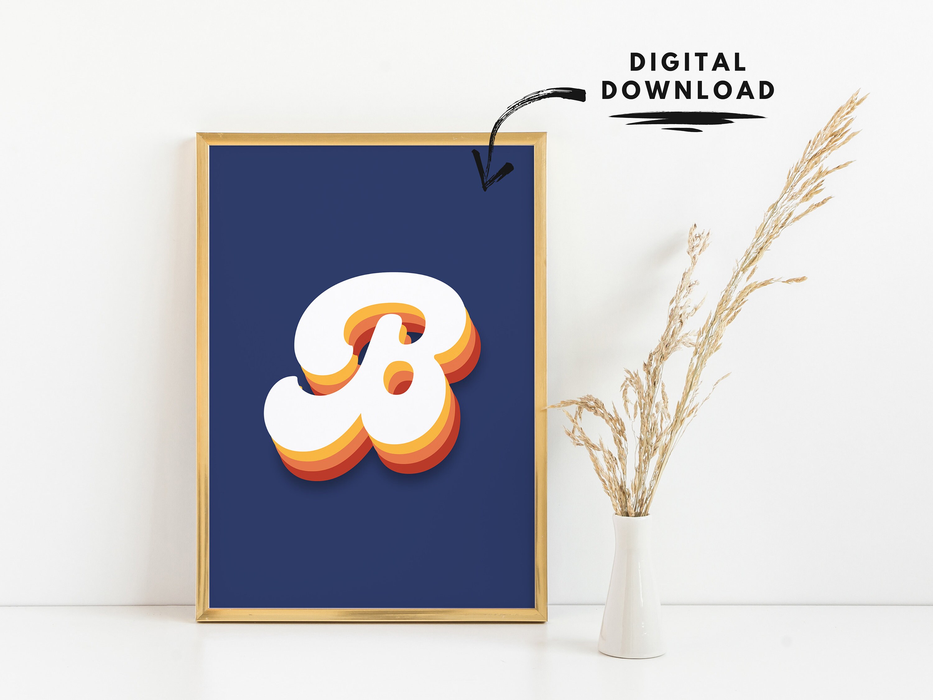 Letter B Wall Decor, Boys Room Printable, Kids Letters Art, Initial ...