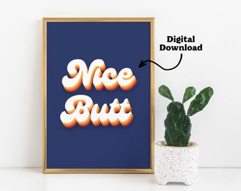Leuke retro typografie print: jaren 70 badkamerinrichting (digitale download)