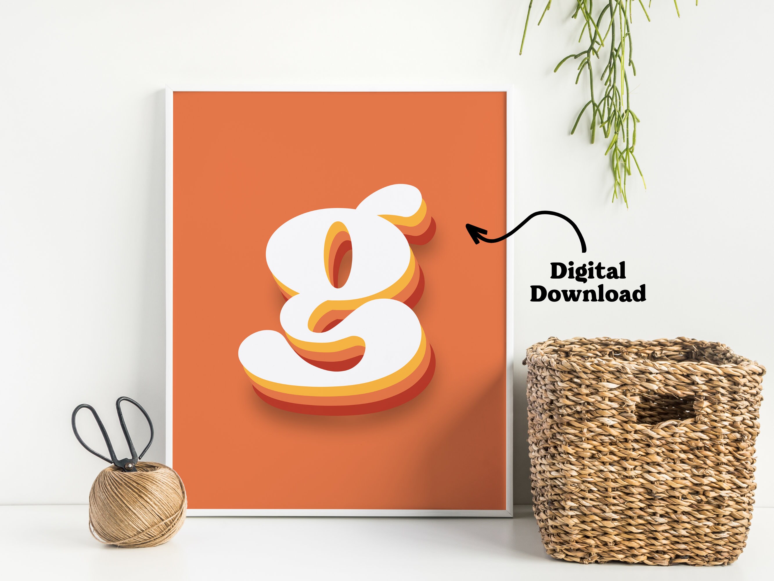 Letter G Wall Decor, Retro Alphabet Poster, Boy Room Printable, Kids ...