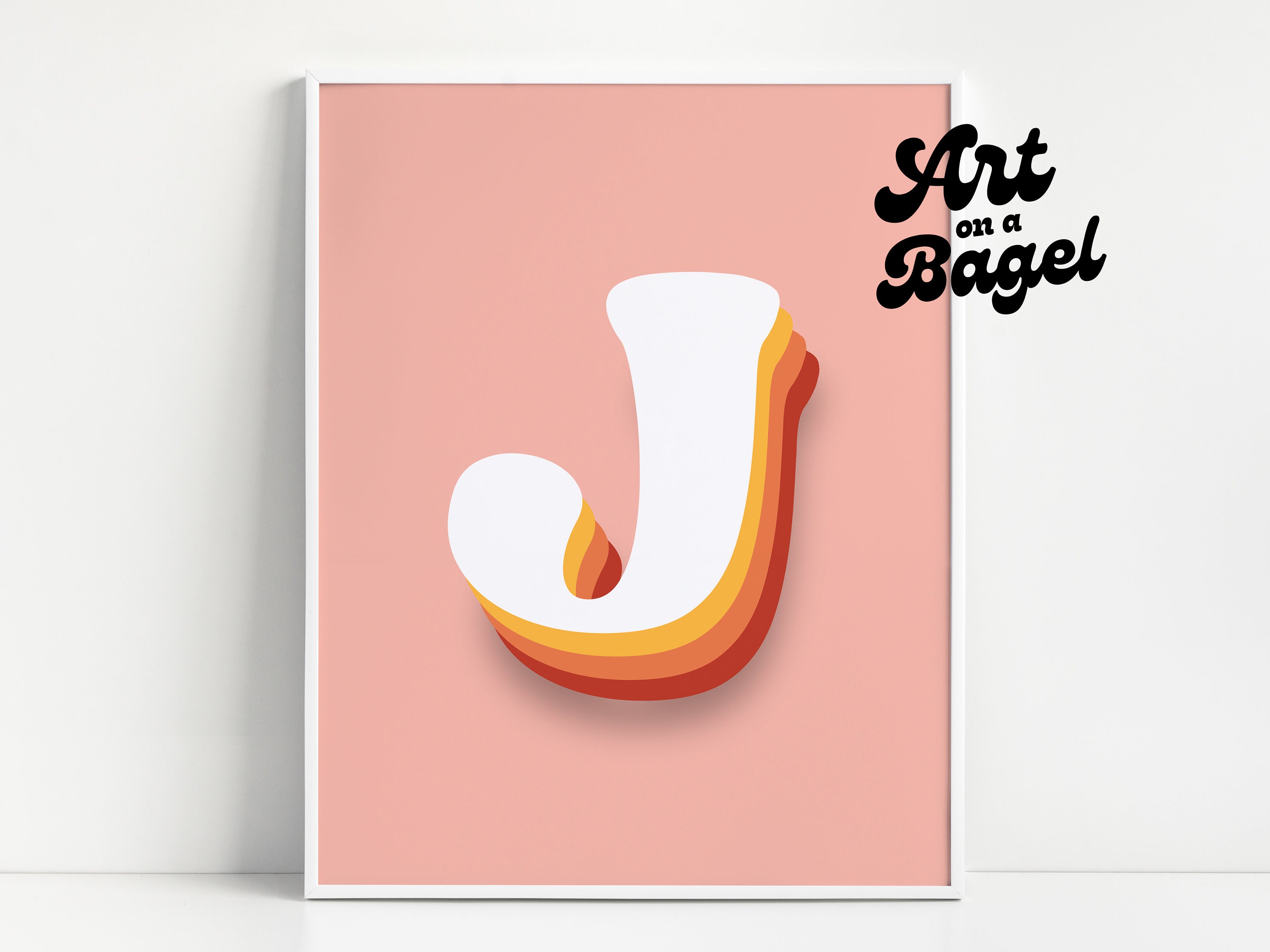 Letter J Wall Art Printable, Kids Room Letters, Initial Signs for