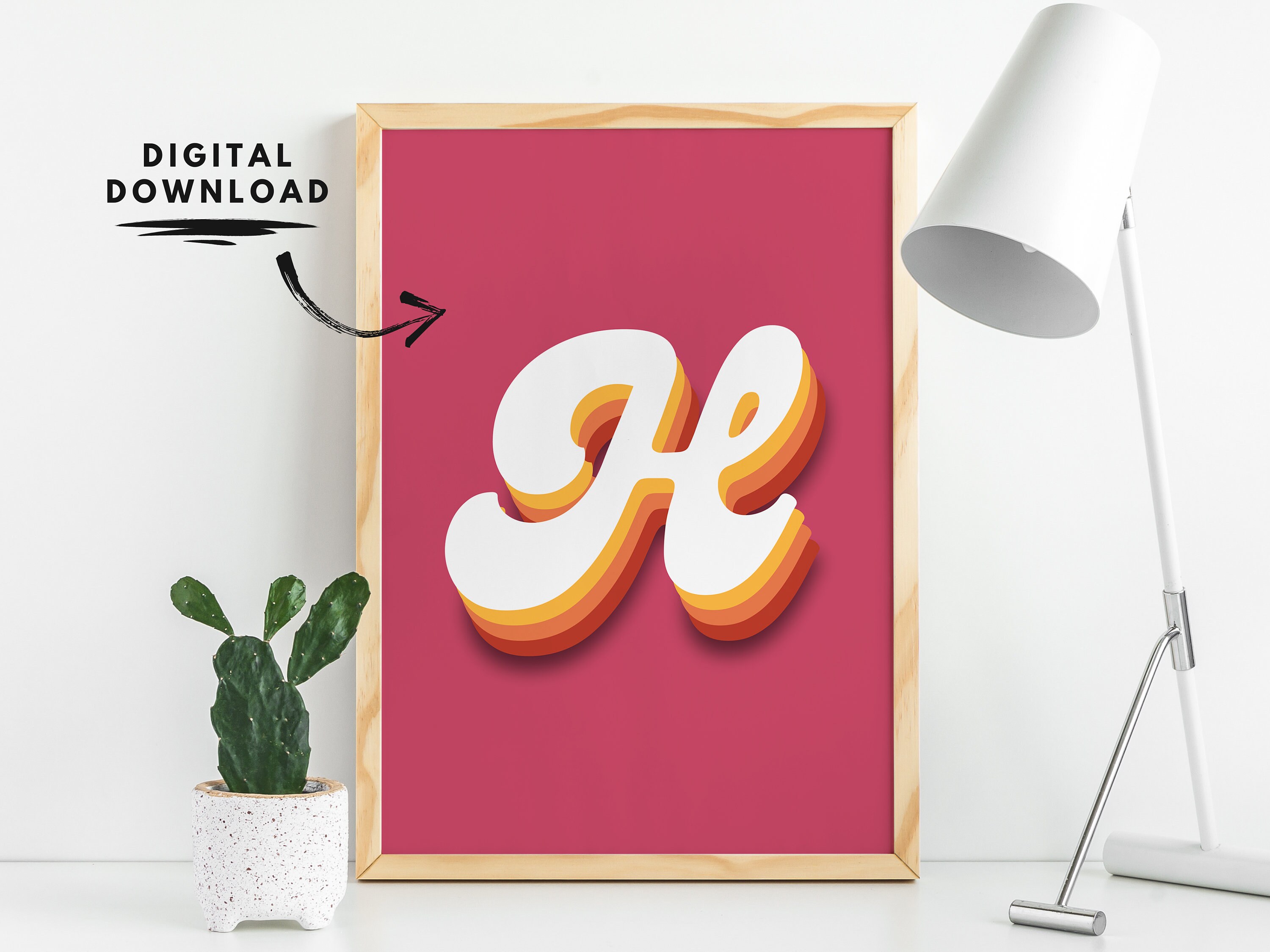 Letter H Wall Art Printable Kids Room Letters Initial Signs - Etsy