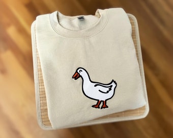 Embroidered Duck Sweatshirt: Cottagecore Goose Crewneck