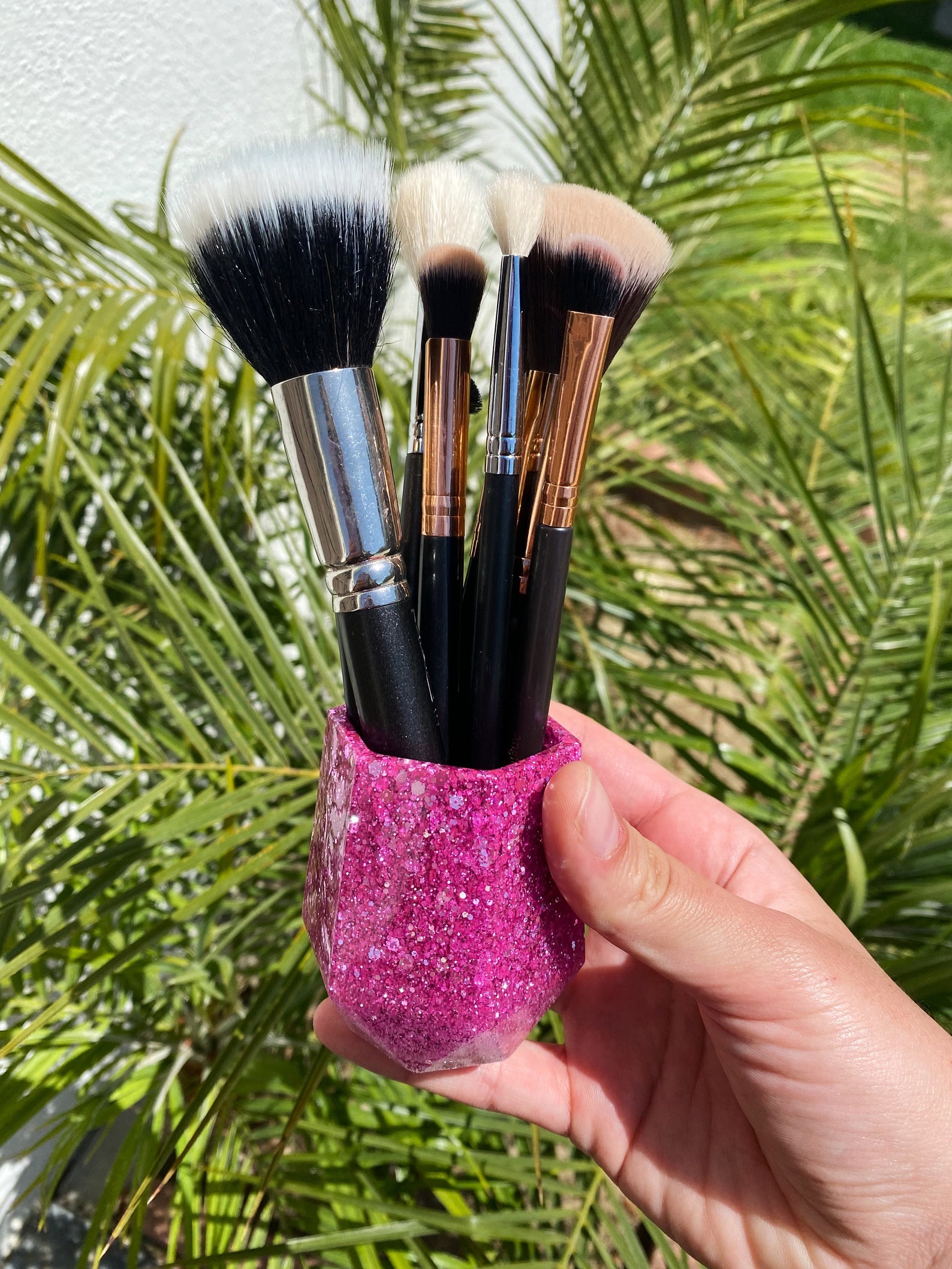 Resin Makeup Brush Holder Glittery makeup brush holder resin Etsy