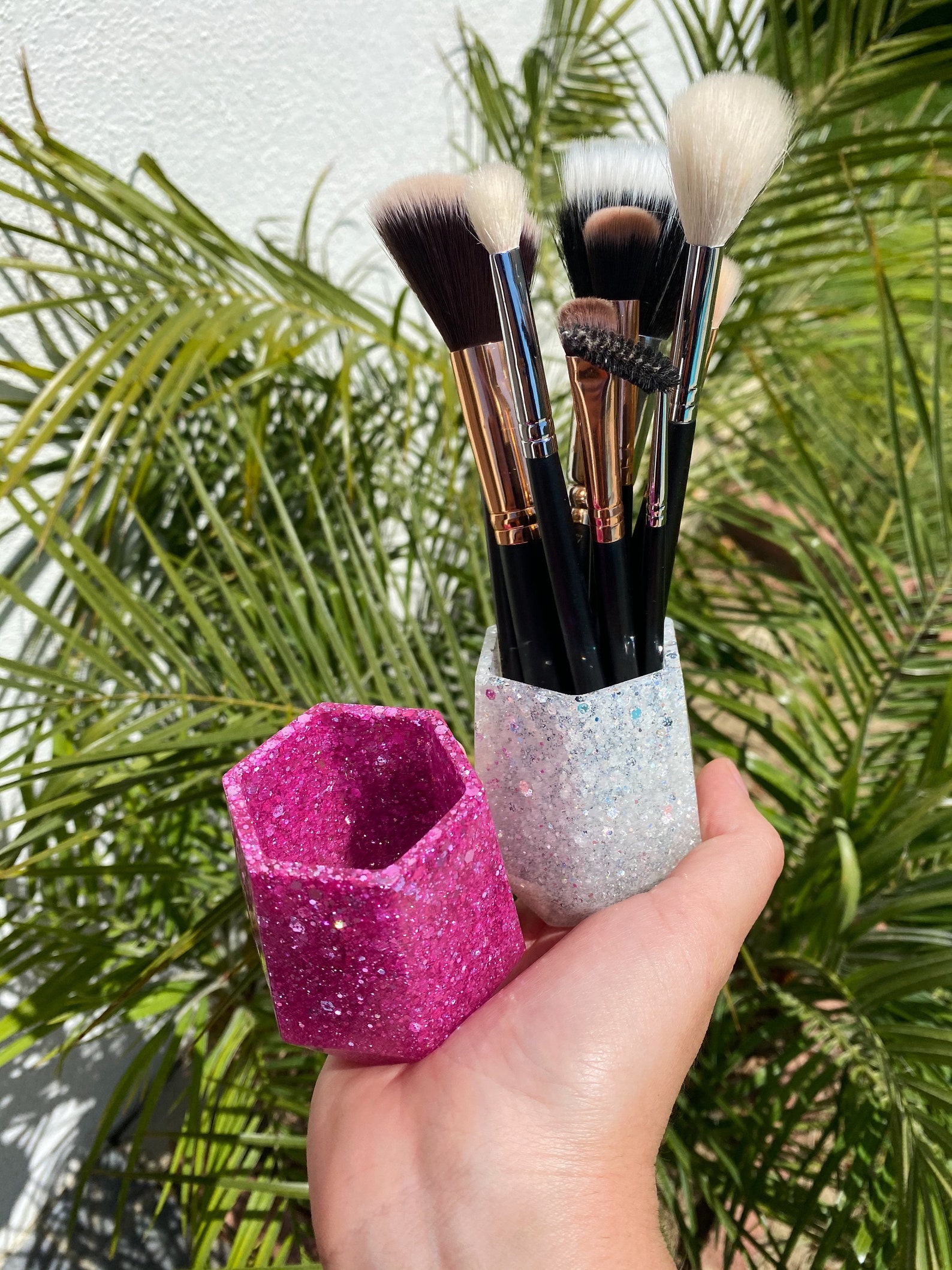 Resin Makeup Brush Holder Glittery makeup brush holder resin Etsy
