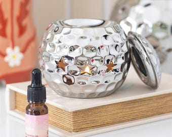 Silver Disco Ball Oil Burner Home Fragrance Gift Decor