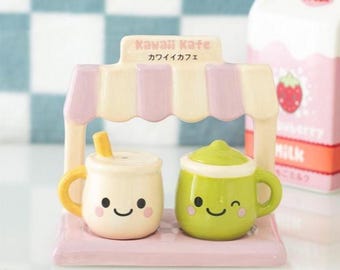 Set di saliera e pepiera Kawaii Latte – Idea regalo originale per la cucina