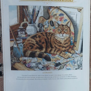 Puede incluir: Kit de punto de cruz contado Dimensions Gold Collection con un gato atigrado, titulado "Leonardo". El tamaño final es de 35,5 cm x 304 cm (14 x 12 pulgadas). El kit es para efectos artísticos e incluye el texto "Counted Cross Stitch Kit".
