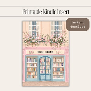 Kindle Clear Case Digital Insert | Bookstore Kindle Printable Insert | Bookstore Illustration | Bookish