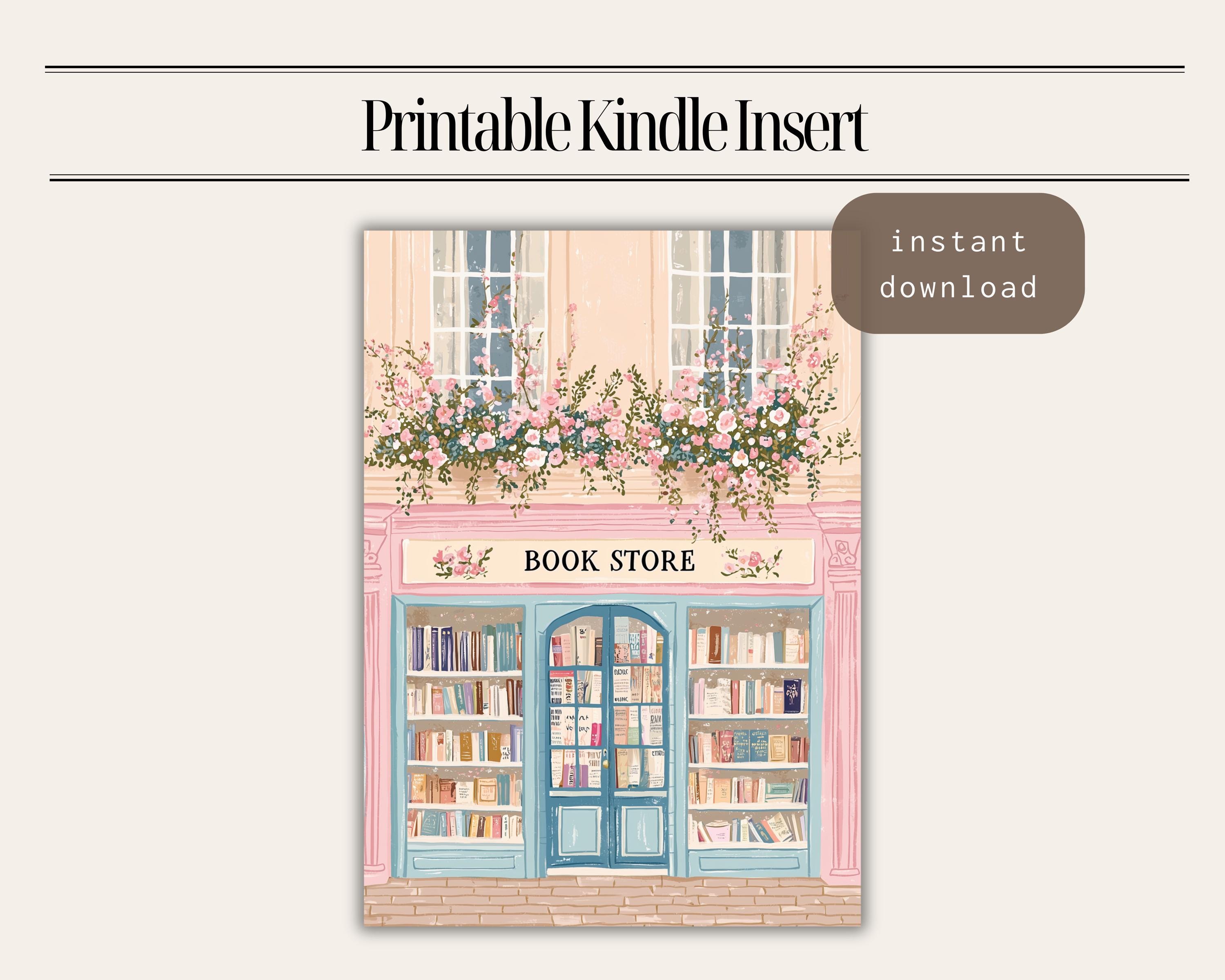 Kindle Clear Case Digital Insert | Bookstore Kindle Printable Insert | Bookstore Illustration | Bookish