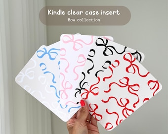 Kindle Clear Case Insert | Cardstock Kindle Insert | Girlie Bow Design | Ribbon Pattern | Bookish