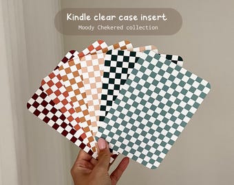 Kindle Clear Case Insert | Kindle Insert | Moody Checkered Pattern | Bookish