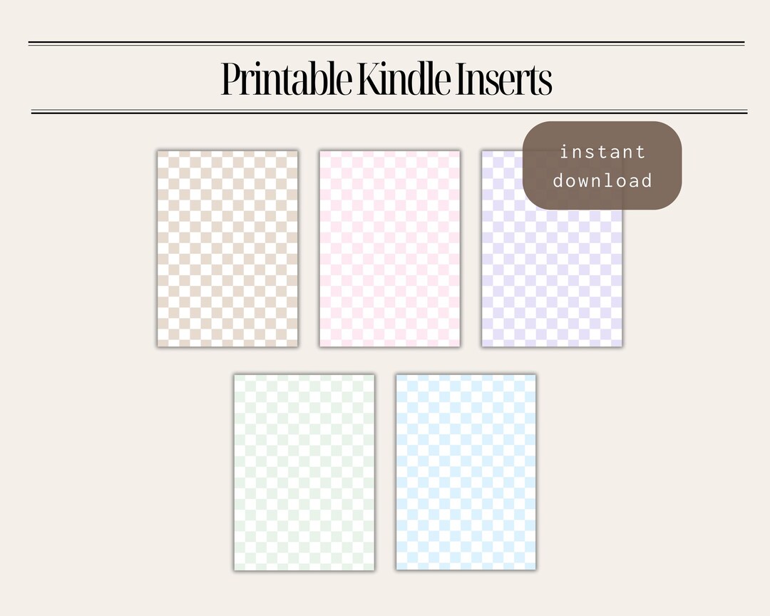 Kindle Clear Case Digital Insert | Checkered Kindle Printable Insert ...