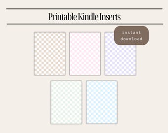 Kindle Clear Case Digital Insert | Rutig Kindle Utskrivbar Insert | Kindle Inserts Bundle | Pastellrutigt mönster | Bokliknande