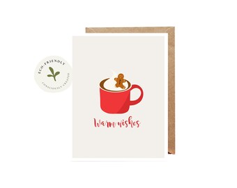 Warm wishes | Minimalist coffee Christmas card | Eco-friendly greeting cards