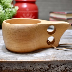 Personalized Wooden Kuksa Mug — Handcrafted Beech Wood Cup | Custom Nordic Camping Gift | TWEFus Handmade Drinkware