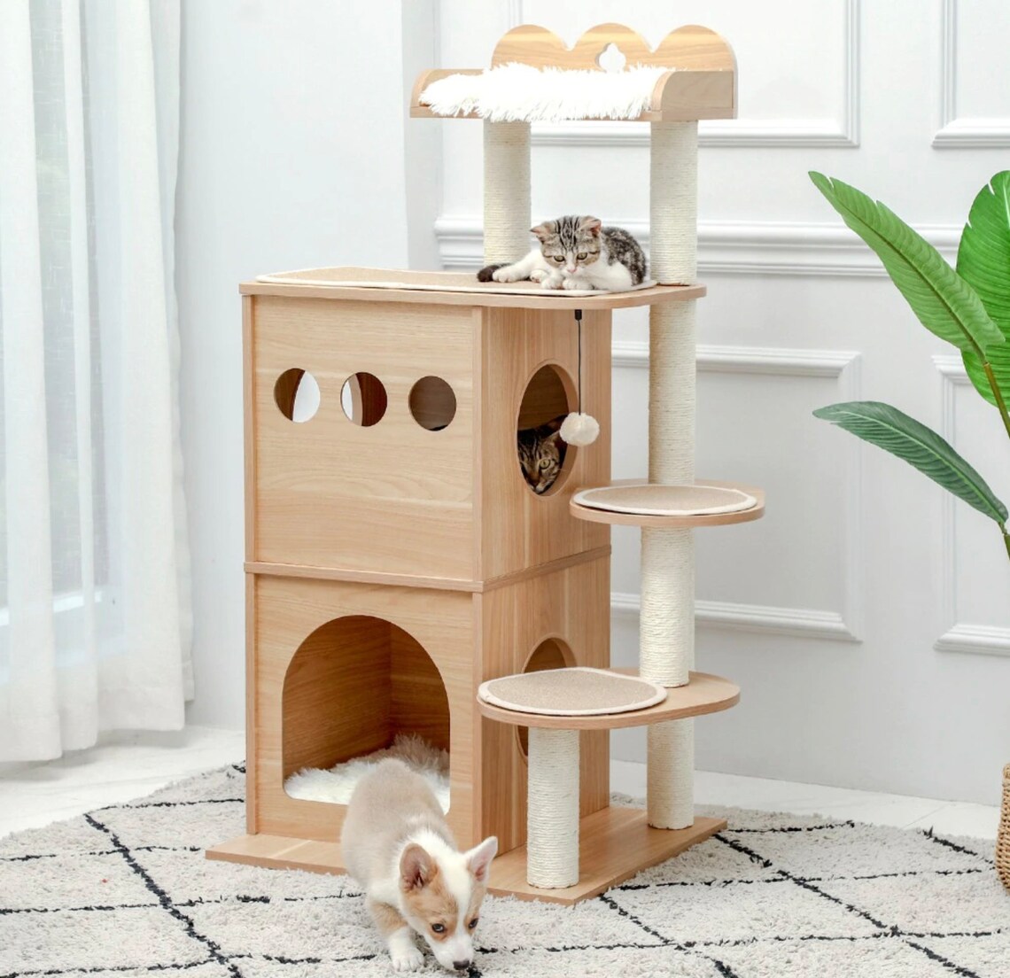 Luxury Cat Climbing Tree With Double Condo and Sisal Etsy