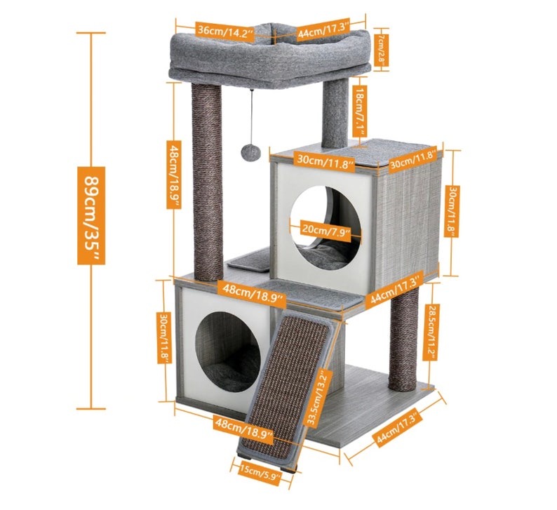 Kitten Scratching Post|Wood Cat Furniture MODERN CAT TREE With Scratching Posts 2 Luxury Condos For Large Perch for Medium To Large Cats