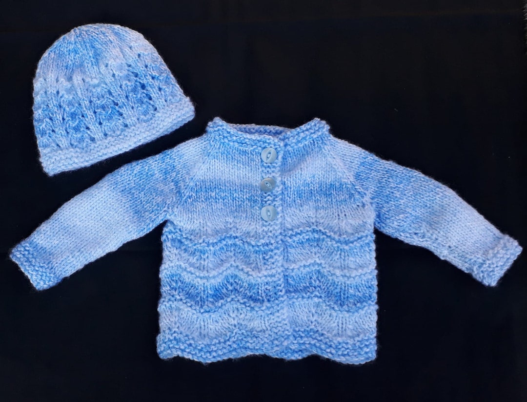 Blue Baby Cardigan & Hat Etsy UK
