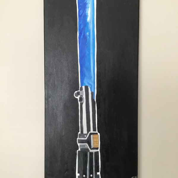 Glow in the dark Luke skywalker lightsaber acrylic painting