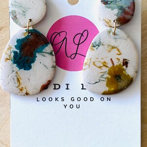Faux stone|western|polymer clay|lightweight|statement earring|distressed