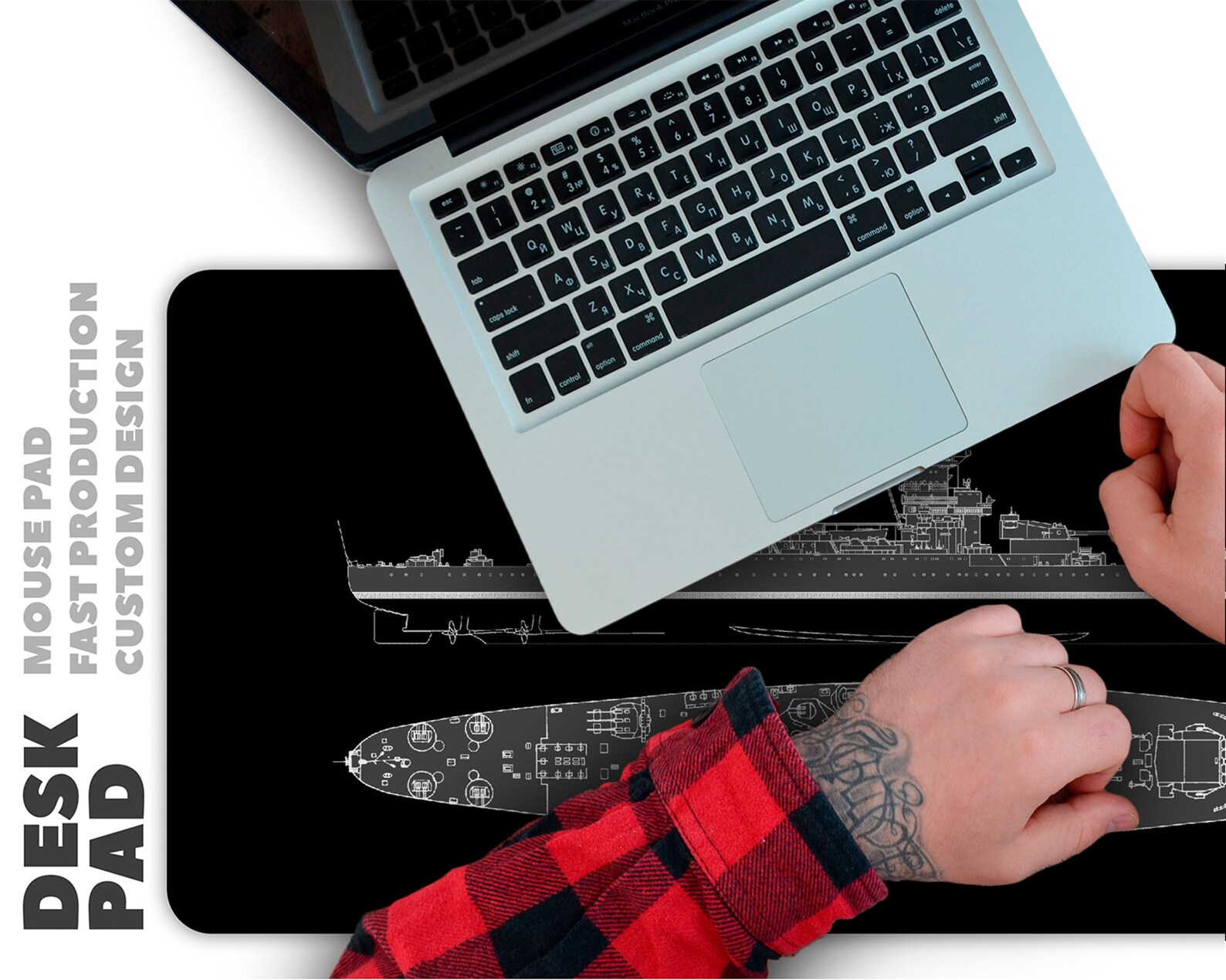 Warship Print Desk Mat Navy Desk Pad Aqua Navy Decor Desk Etsy