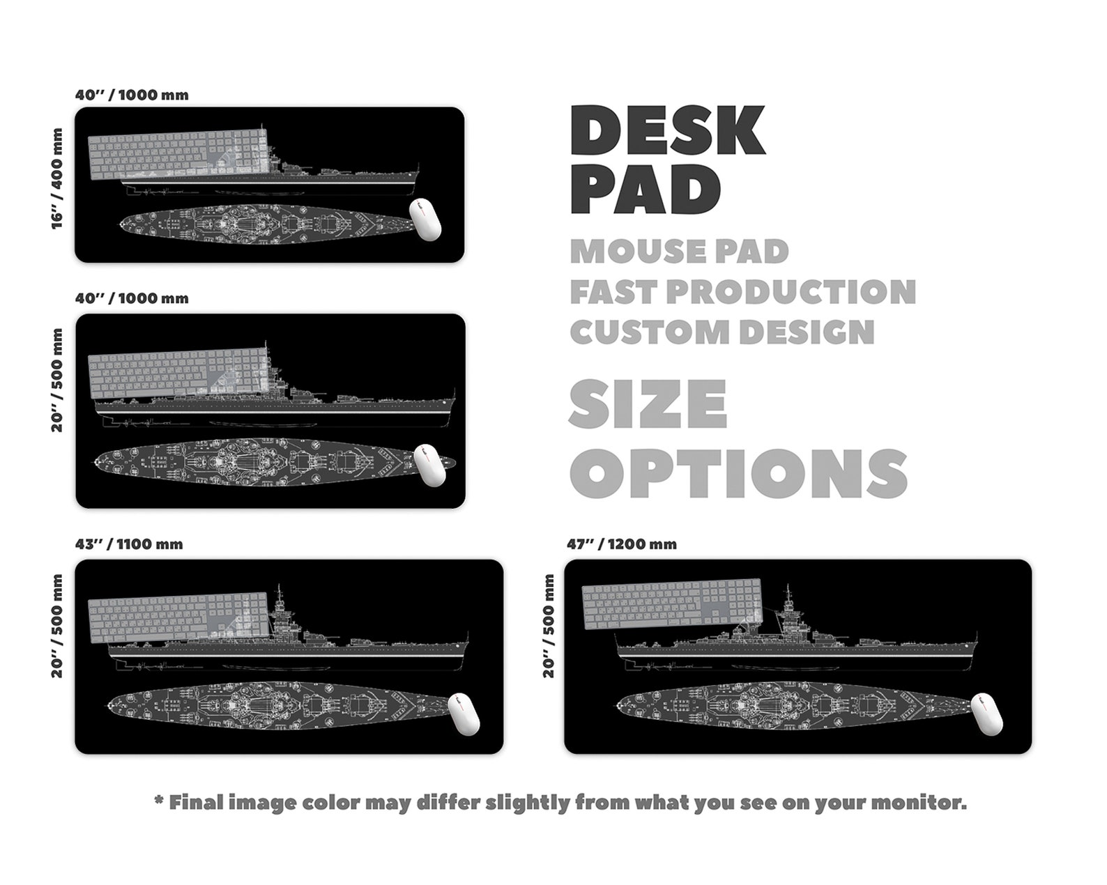 Warship Print Desk Mat Navy Desk Pad Aqua Navy Decor Desk Etsy