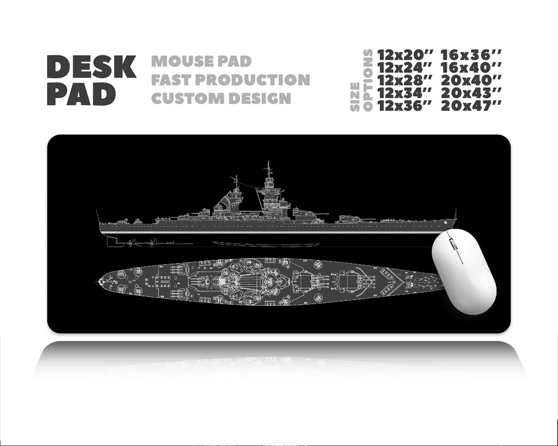Warship Print Desk Mat Navy Desk Pad Aqua Navy Decor Desk Etsy