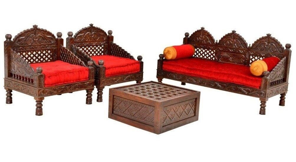 Indian Handmade Carved Sofa Sets / Solid Wood Carved Sofa Set Etsy