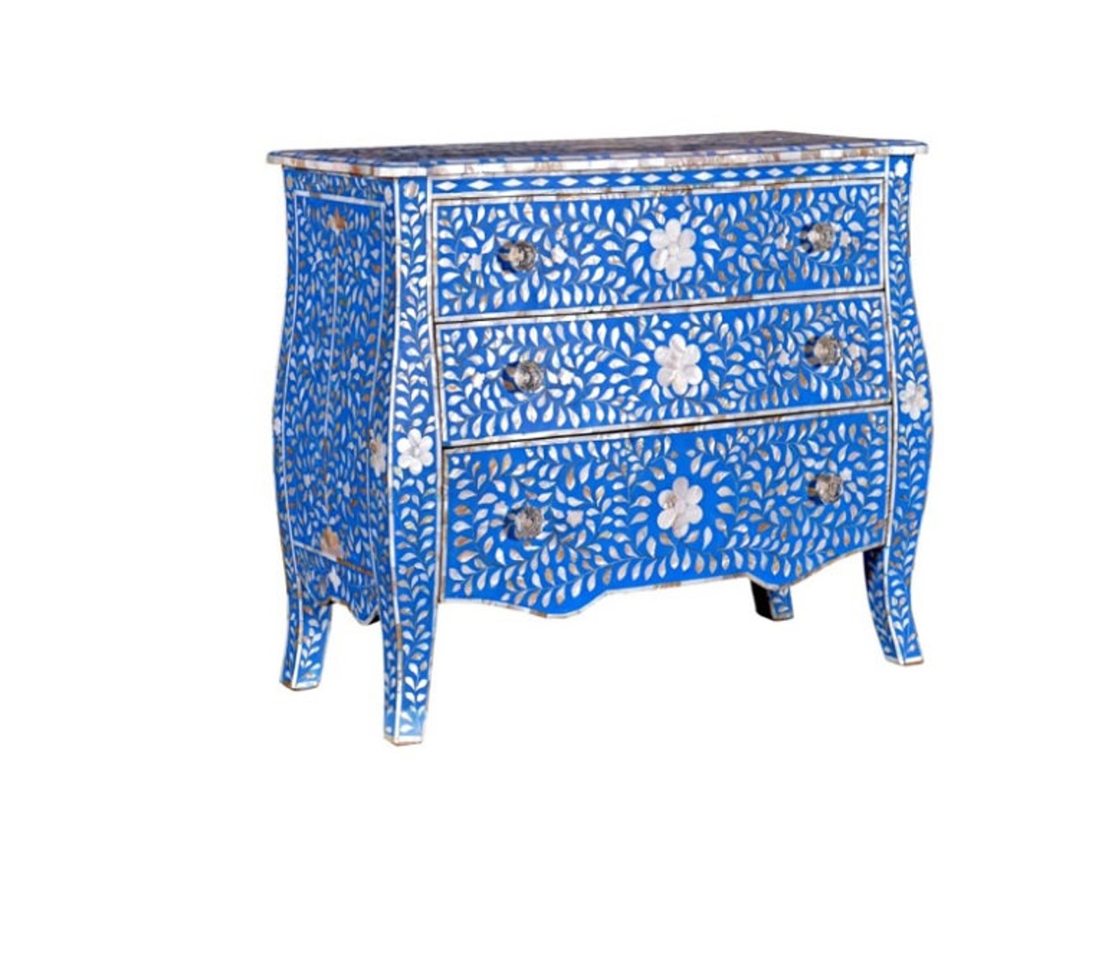 A Chest of Drawers /blue Mother of Pearl Side Board /3 Drawers Etsy