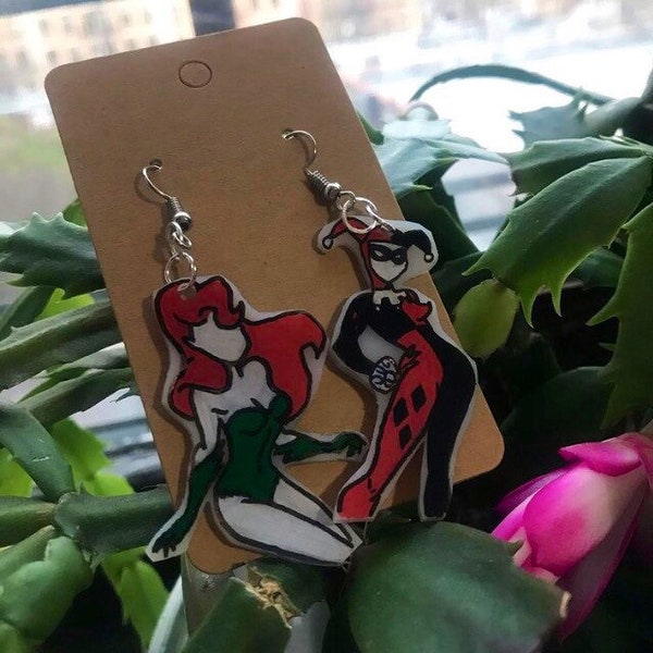 Harley Quinn and Poison Ivy Earrings