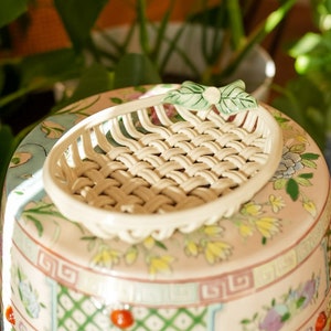 Vintage Ceramic Basket Weave Tray | Grand Millennial Home Decor