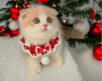Crochet Pet Collar, Valentine's Collar, Kitten Collar, Pet Collar, Knitted Cat Collar