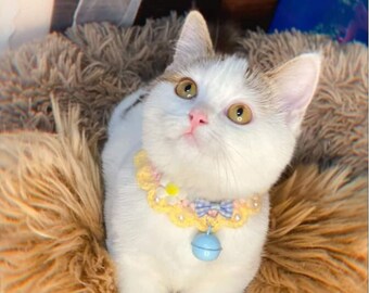 C01, Pastel Pet Collar, Candy Cat Collar, Kitten Collar, Pet Collar, Knitted Cat Collar