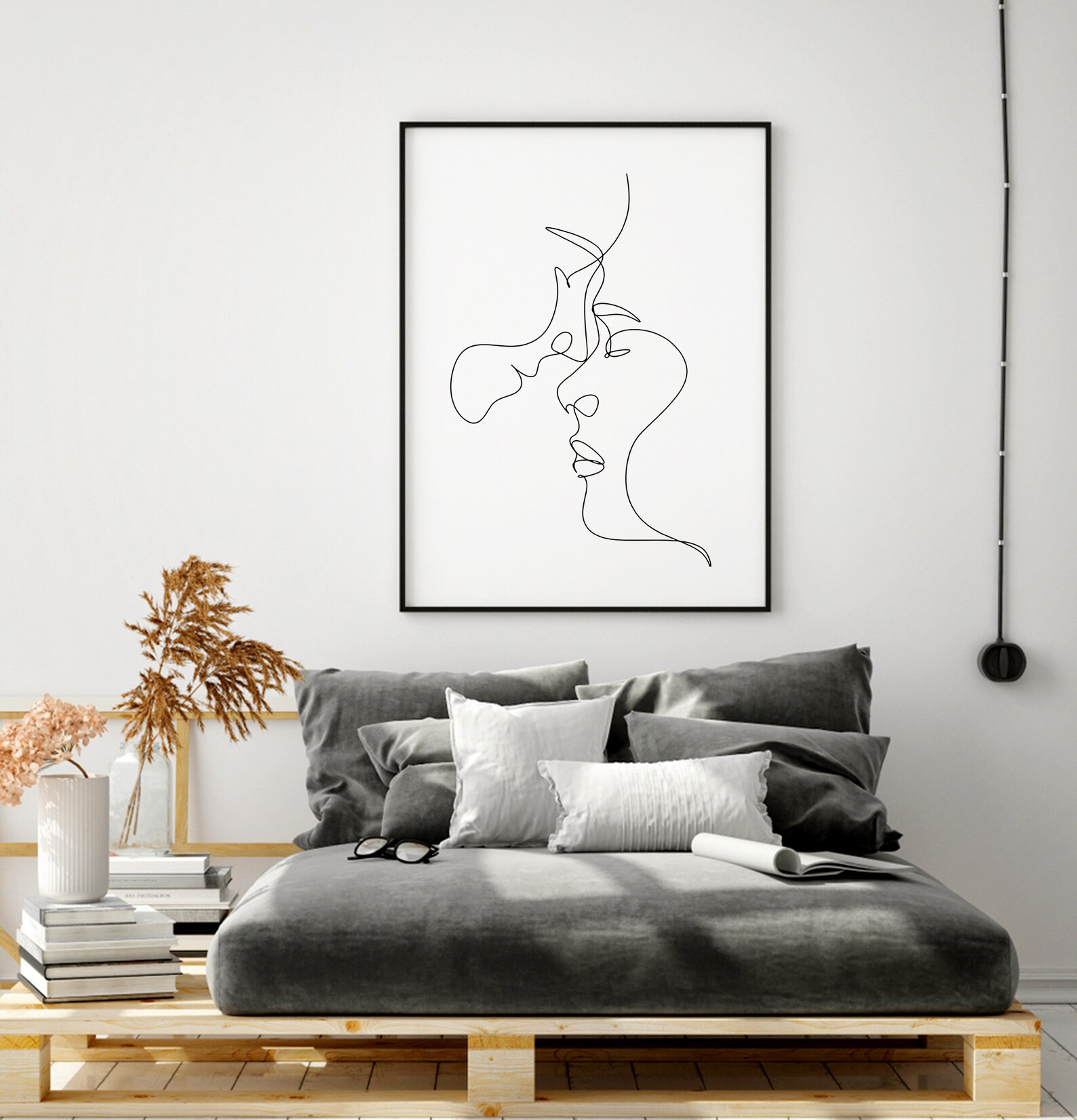 Man and Woman Face Couple Line Art Outline Drawing Etsy