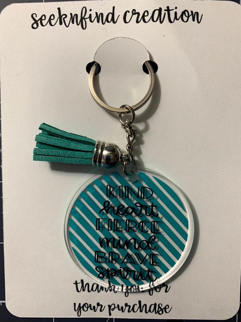 Positive Keychain Circle Keychain Kind Heart Keychain Self love Keychain Motivational Keychain Acrylic Keychain Turquoise Keychain