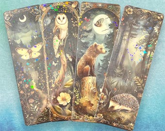 Woodland Animals Bookmark Set: Holographic Fantasy Bookmarks