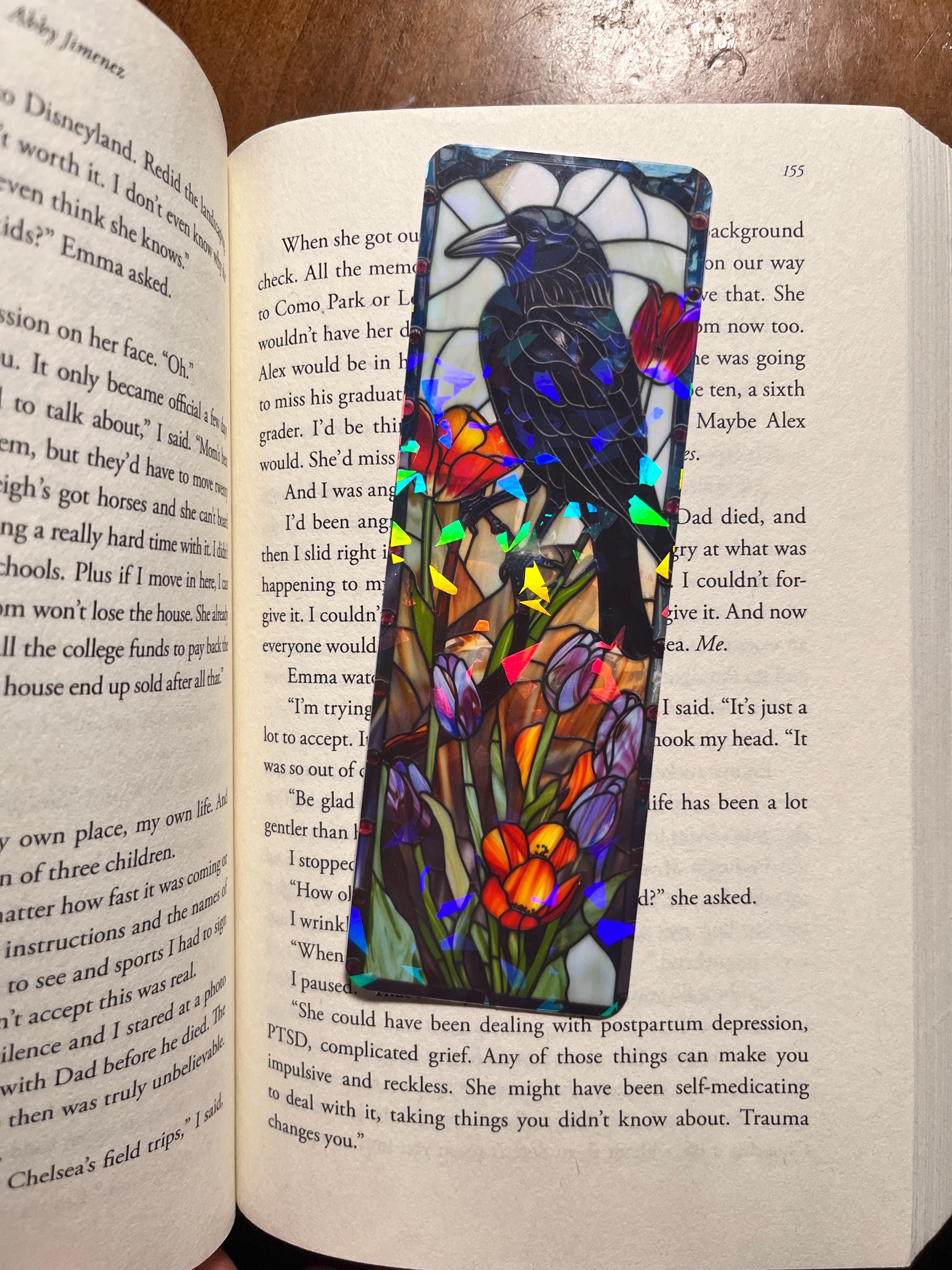 Stained Glass Crow Bookmark: Floral Iridescent Dark Fantasy - Etsy