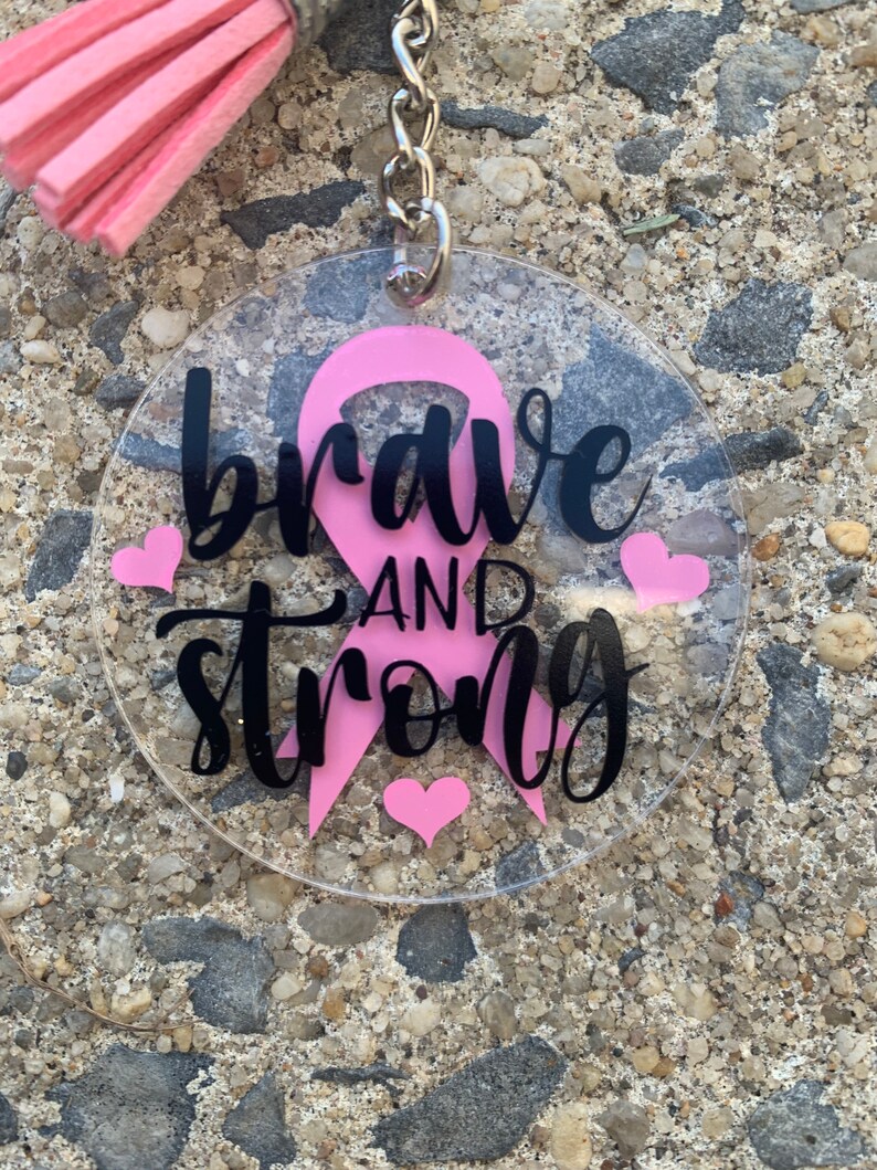 Breast Cancer Keychain Pink Ribbon Keychain Keychain for Etsy